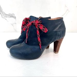 Anthropologie Navy “Argyle Lace Booties” by Lucky Penny